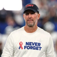 Sep 13, 2026; East Rutherford, New Jersey, USA; Dallas Cowboys head coach Brian Schottenheimer looks on during warmups prior to the game against the Dallas Cowboys at MetLife Stadium.