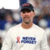 Sep 13, 2026; East Rutherford, New Jersey, USA; Dallas Cowboys head coach Brian Schottenheimer looks on during warmups prior to the game against the Dallas Cowboys at MetLife Stadium.