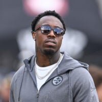 Sep 13, 2026; Pittsburgh, Pennsylvania, USA; Pittsburgh Steelers cornerback Joey Porter Jr. watches the action during a game against the Atlanta Falcons at Acrisure Stadium.