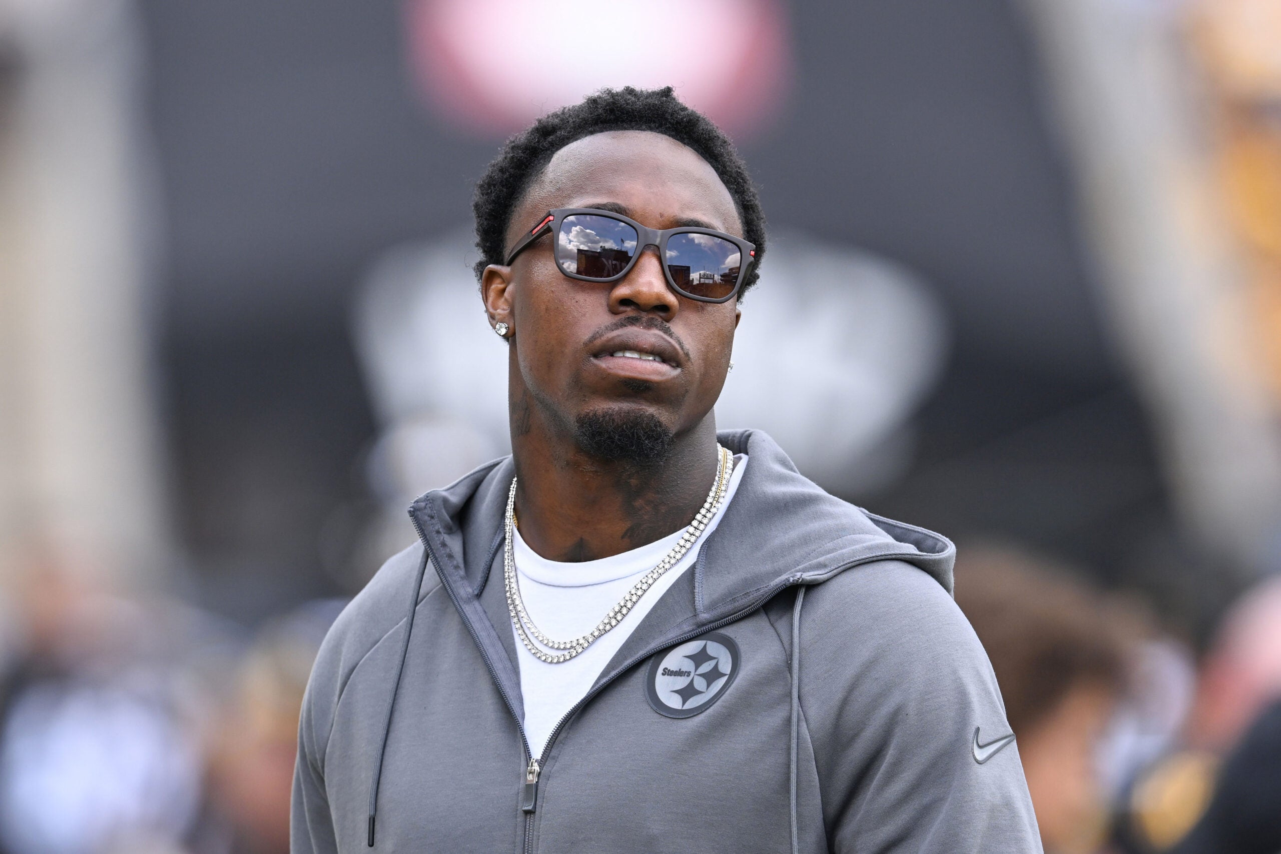 Sep 13, 2026; Pittsburgh, Pennsylvania, USA; Pittsburgh Steelers cornerback Joey Porter Jr. watches the action during a game against the Atlanta Falcons at Acrisure Stadium.