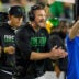Oregon head coach Dan Lanning cheers on his team as the Oregon Ducks host the Portland State Vikings on Sept. 18, 2026, at Autzen Stadium in Eugene, Oregon.