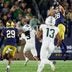 Notre Dame safety Luke Talich (28) intercepts a pass during a NCAA football game against Michigan State at Notre Dame Stadium on Saturday, Sept. 19, 2026, in South Bend.