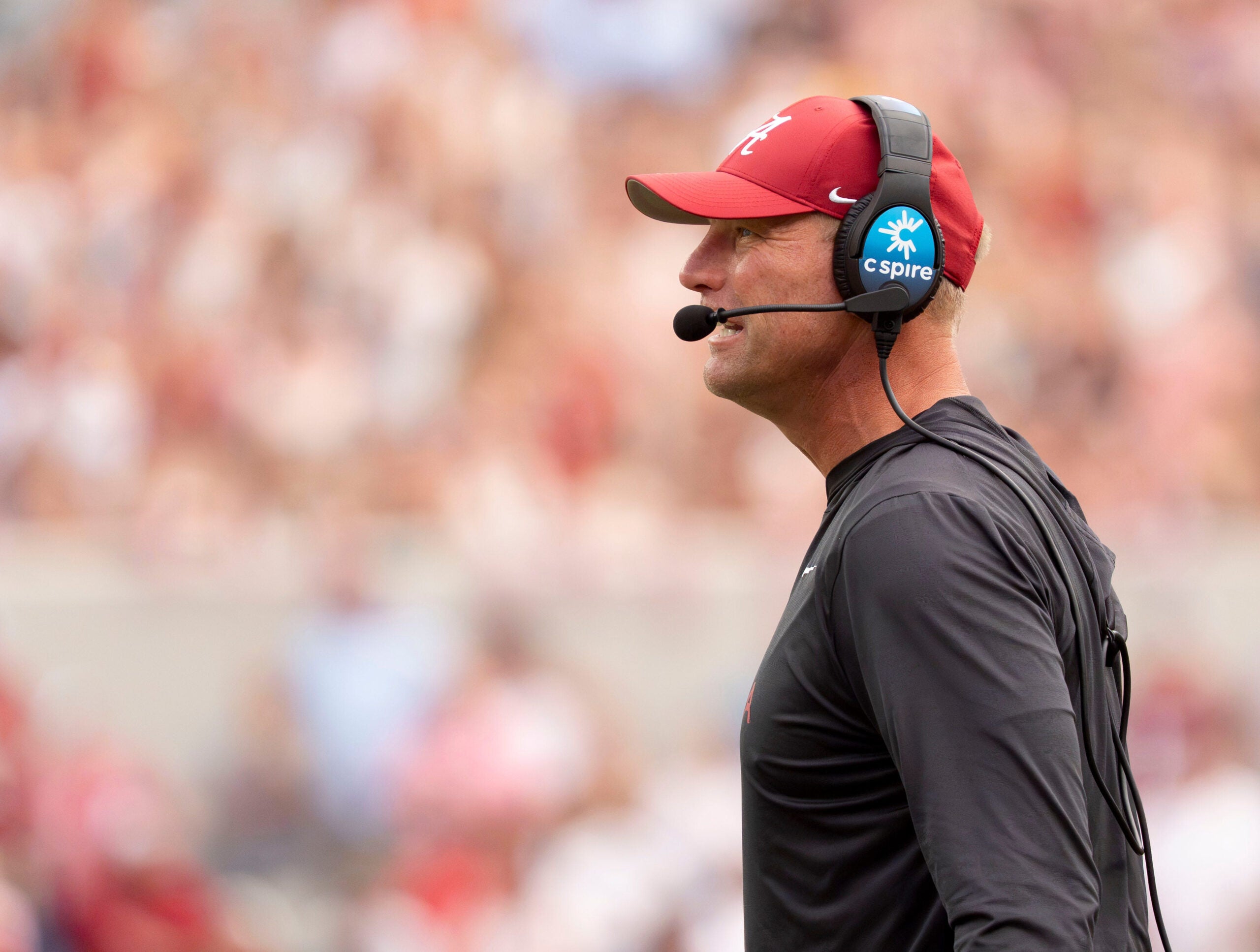 Sep 19, 2026; Tuscaloosa, AL, USA; Alabama head coach Kalen DeBoer coaches the Crimson Tide at Bryant-Denny Stadium. Alabama defeated Florida State 50-36.