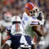 Sep 19, 2026; Auburn, Alabama, USA; Florida Gators wide receiver Dallas Wilson (6) makes a catch against the Auburn Tigers defense during the third quarter at Jordan-Hare Stadium.