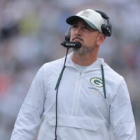 Sep 20, 2026; East Rutherford, New Jersey, USA; Green Bay Packers head coach Matt LaFleur on the sidelines during the fourth quarter against the New York Jets at MetLife Stadium.