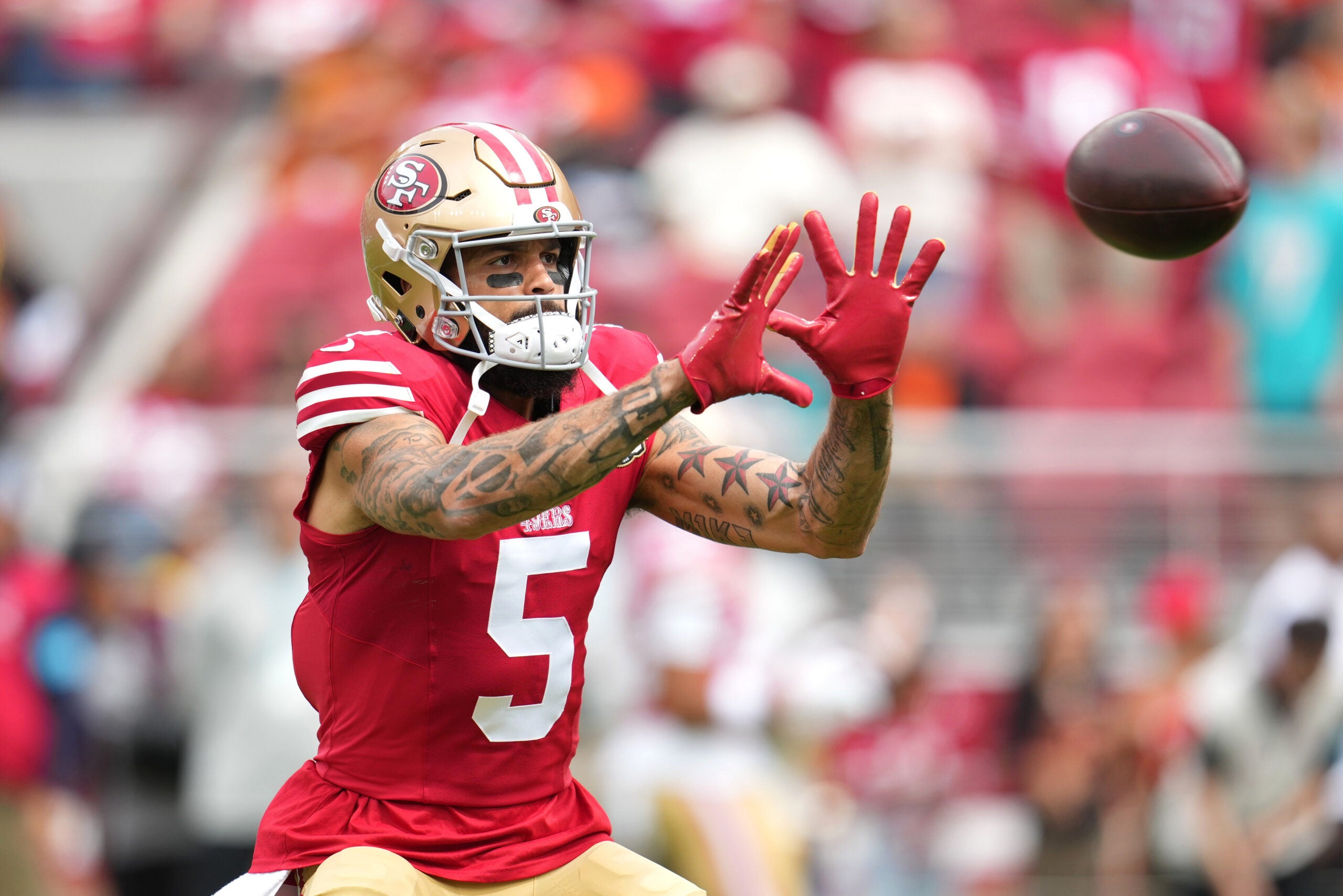 San Francisco 49ers wide receiver Mike Evans was carted off the field against the Arizona Cardinals.