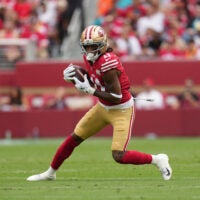 San Francisco 49ers receiver Demarcus Robinson left today's game against the Dolphins with an ankle injury.