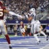 Sep 20, 2026; Arlington, Texas, USA; Dallas Cowboys tight end Jake Ferguson (87) catches a ten-yard touchdown pass thrown by quarterback Dak Prescott (not pictured) against the Washington Commanders during the first half at AT&T Stadium.
