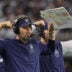 Sep 20, 2026; Arlington, Texas, USA; Dallas Cowboys head coach Brian Schottenheimer instructs his team from the sideline against the Washington Commanders during the second half at AT&T Stadium.