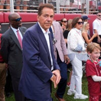 Sep 19, 2026; Tuscaloosa, AL, USA; Former head coach Nick Saban and his wife Terry Saban were at the Florida State game to honor teachers through their Nicks Kids Foundation at Saban Field at Bryant-Denny Stadium.