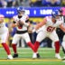Sep 21, 2026; Inglewood, California, USA; New York Giants quarterback Jaxson Dart (6) drops to throw during the first quarter against the Los Angeles Rams at SoFi Stadium.