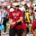 Sep 19, 2026; Tuscaloosa, Alabama, USA; Florida State Seminoles head coach Mike Norvell warms up his team before a game against the Alabama Crimson Tide at Saban Field at Bryant-Denny Stadium.