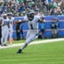 Sep 20, 2026; Nashville, Tennessee, USA; Philadelphia Eagles quarterback Jalen Hurts (1) scrambles against the Tennessee Titans during the first half at Nissan Stadium.