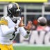 September 20, 2026; Foxborough, Massachusetts, USA; Pittsburgh Steelers cornerback Jalen Ramsey (5) warms up before a game against the New England Patriots at Gillette Stadium.