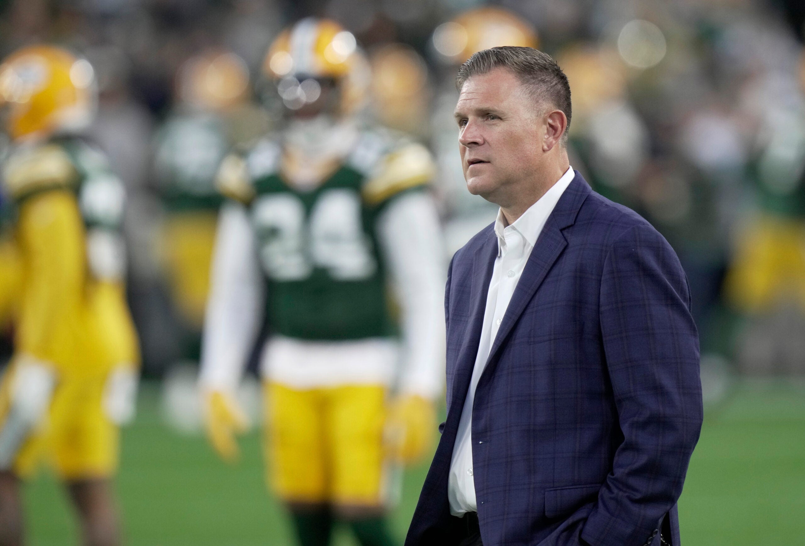 Green Bay Packers general manager Brian Gutekunst is shown before their game against the Atlanta Falcons Thursday, Sept. 24, 2026 at Lambeau Field in Green Bay, Wisconsin.