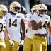 Notre Dame defensive lineman Rodney Dunham (44) celebrates after getting a sack during a NCAA football game against Purdue at Ross-Ade Stadium on Saturday, Sept. 26, 2026, in West Lafayette.