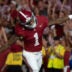 Sep 26, 2026; Tuscaloosa, AL, USA; Alabama wide receiver Ryan Coleman-Williams (1) celebrates after scoring his second touchdown against South Carolina at Saban Field at Bryant Denny Stadium.