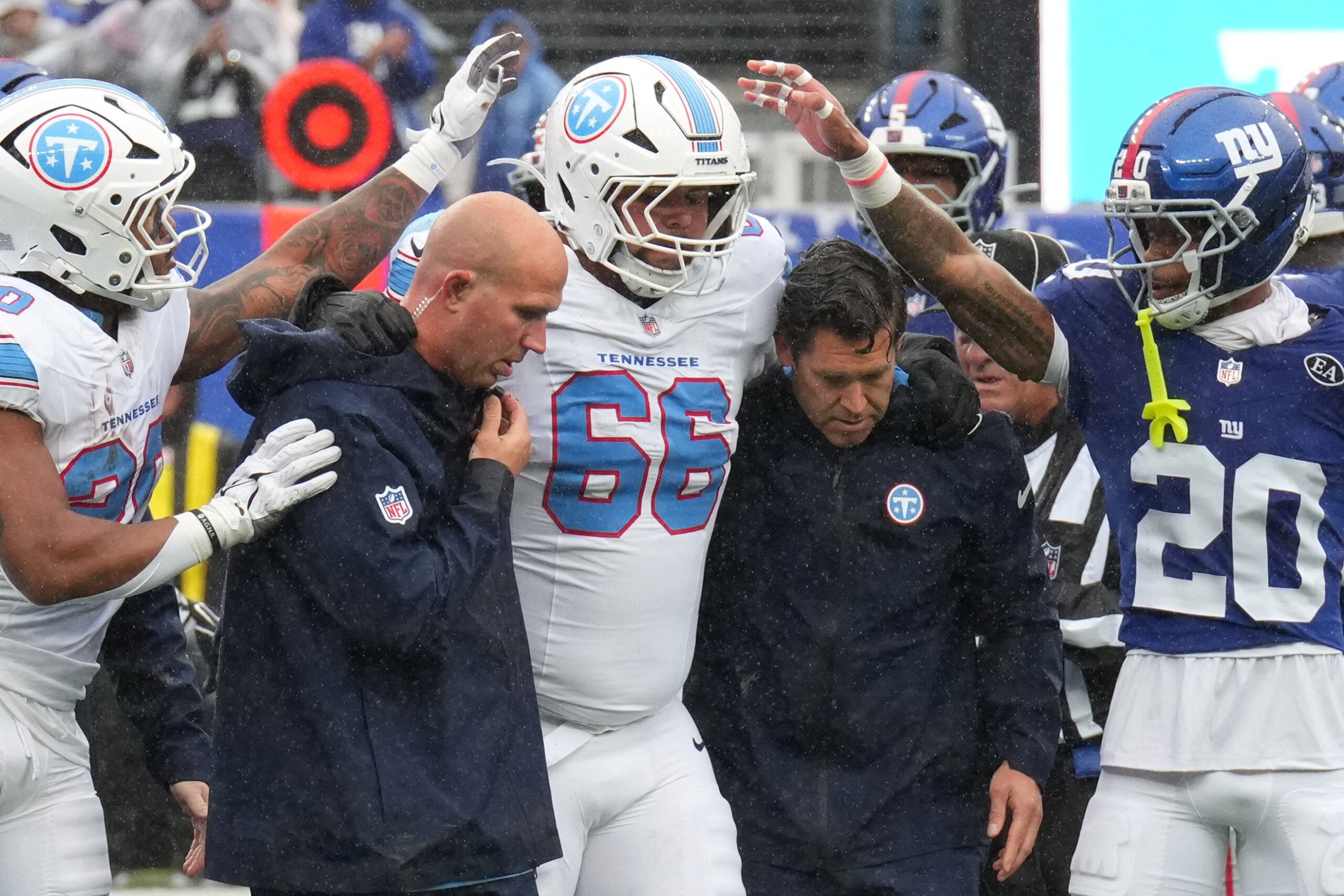 The Titans offensive line is dealing with a couple of key injuries.