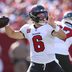 Sep 27, 2026; Tampa, Florida, USA; Tampa Bay Buccaneers quarterback Baker Mayfield (6) passes the ball against the Minnesota Vikings during the first quarter at Raymond James Stadium.