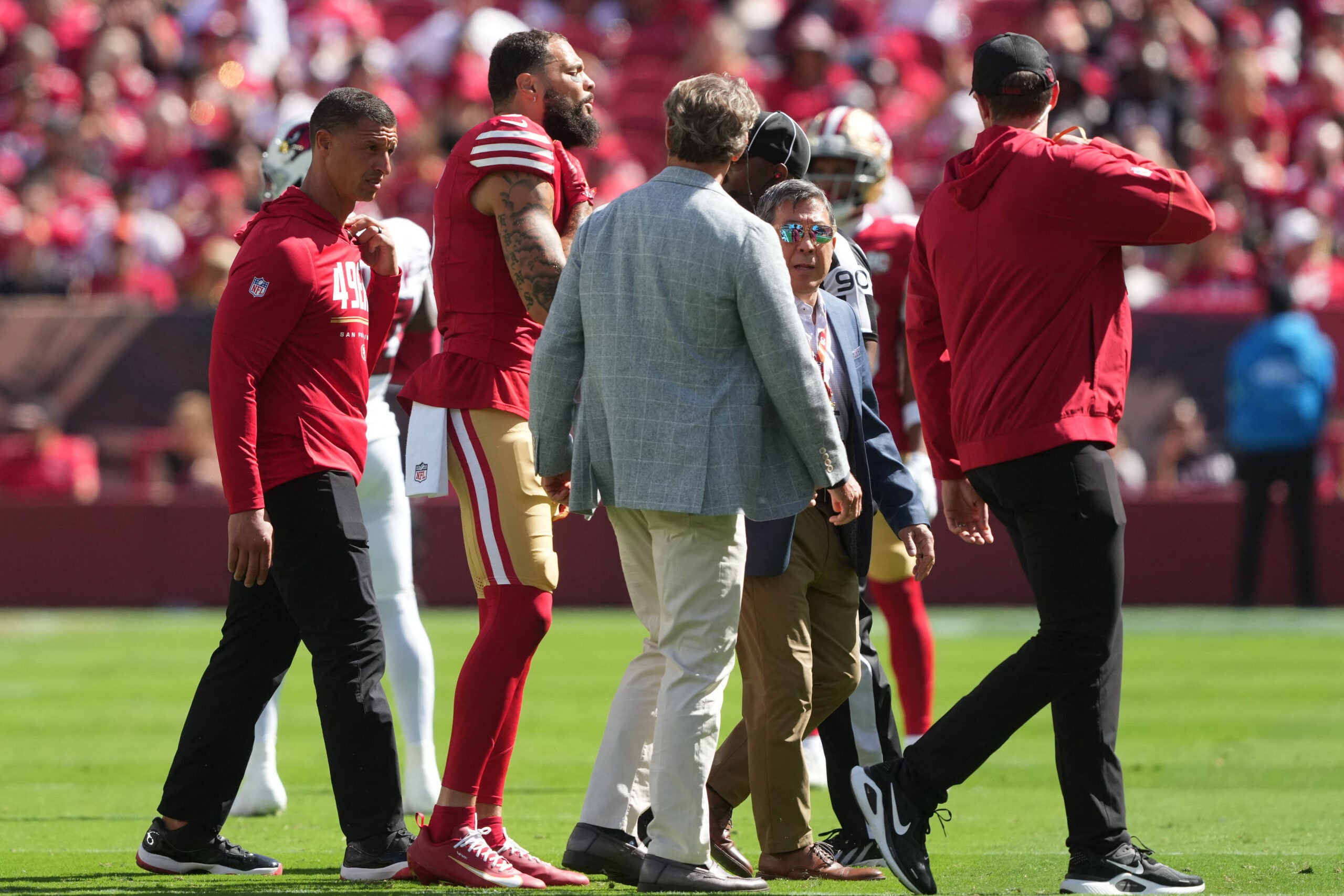 San Francisco 49ers wide receiver Mike Evans is considered day-to-day with a rib injury.