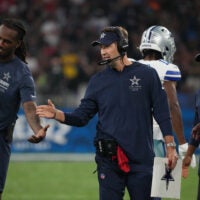 Sep 27, 2026; Rio De Janeiro, BRA; (Editors Notes: Caption Correction) Dallas Cowboys head coach Brian Schottenheimer looks on from the sidelines during the game against the Baltimore Ravens at Maracana Stadium.
