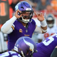 Sep 27, 2026; Tampa, Florida, USA; Minnesota Vikings quarterback Kyler Murray (1) calls a play at the line of scrimmage against the Tampa Bay Buccaneers during the third quarter at Raymond James Stadium.
