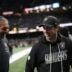 Las Vegas Raiders head coach Klint Kubiak rookie cornerback Hezekiah Masses