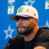 Sep 27, 2026; Rio De Janeiro, BRA; Dallas Cowboys quarterback Dak Prescott (4) speaks to the media after the game at Maracana Stadium.