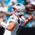 New England Patriots quarterback Drake Maye (10) loses the ball on a fumble turnover during the first quarter of an NFL football matchup at EverBank Stadium on Sunday, Sept. 27, 2026, in Jacksonville, Fla. The Jaguars defeated the Patriots 35-6.