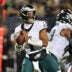 Sep 28, 2026; Chicago, Illinois, USA; Philadelphia Eagles quarterback Jalen Hurts (1) looks to pass against the Chicago Bears during the first half at Soldier Field.