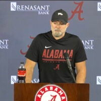 Alabama Crimson Tide offensive coordinator Ryan Grubb speaks to the media 9/21/2026.