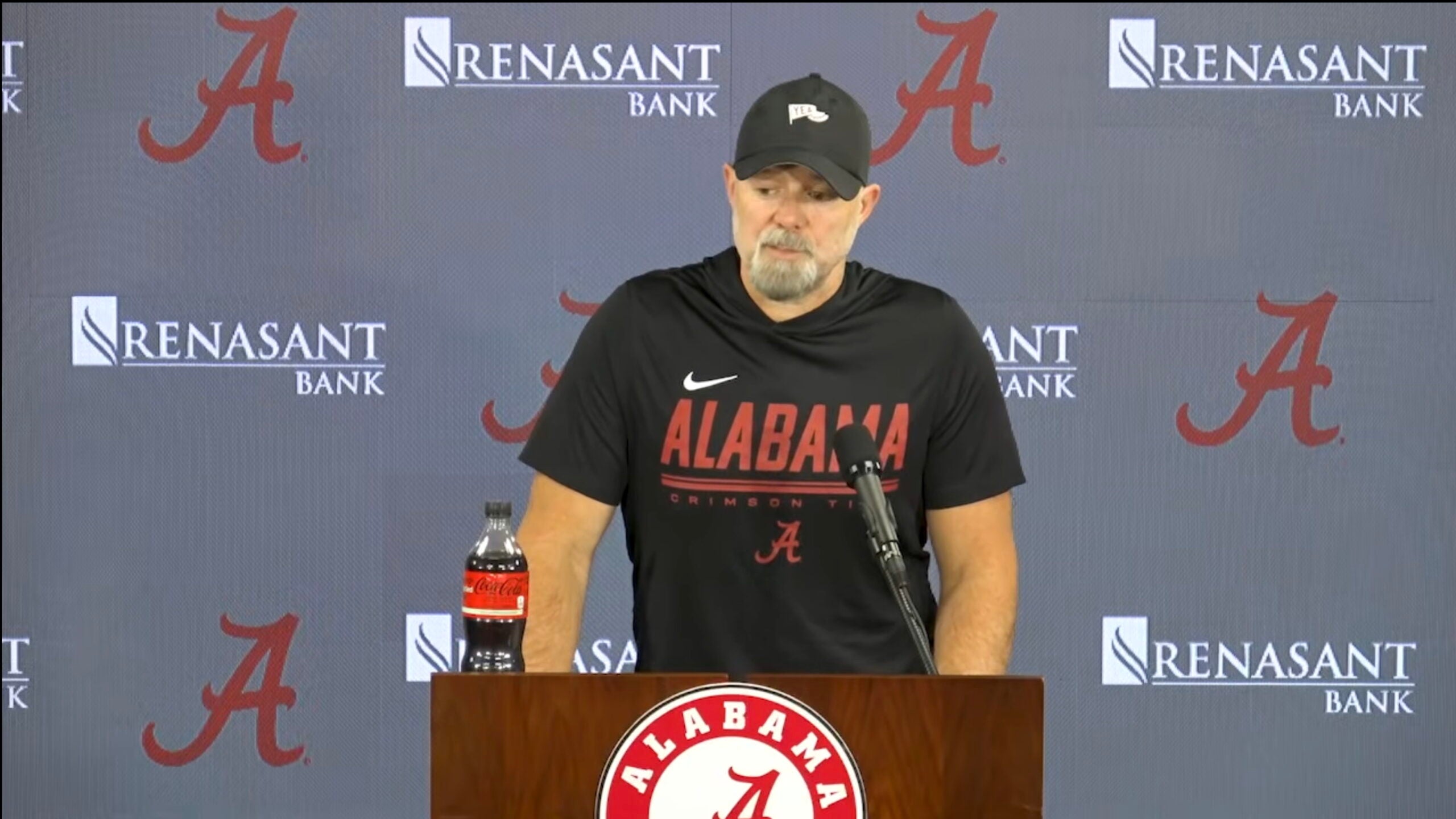 Alabama Crimson Tide offensive coordinator Ryan Grubb speaks to the media 9/21/2026.