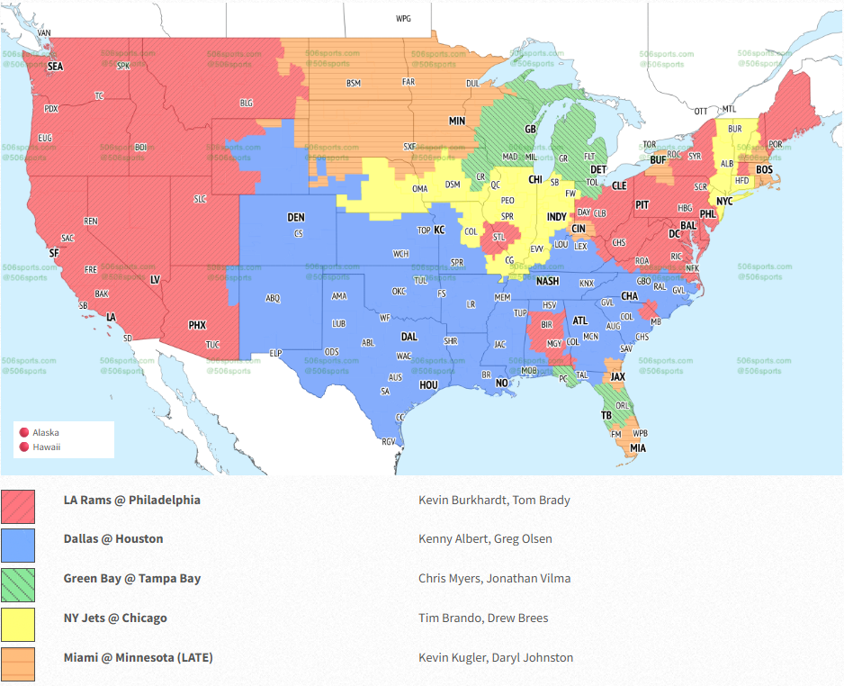 NFL Week 4 FOX Broadcast Map, via 506sports.com