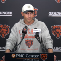 Chicago Bears head coach Ben Johnson speaks with reporters ahead of practice on Wednesday, Week 4.