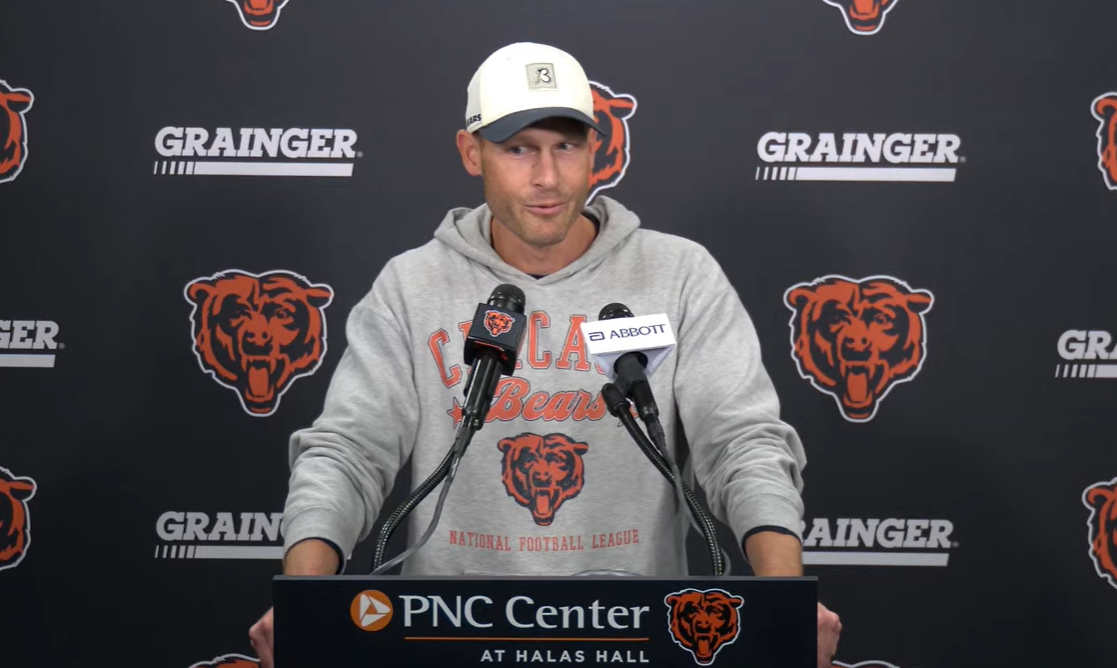 Chicago Bears head coach Ben Johnson speaks with reporters ahead of practice on Wednesday, Week 4.