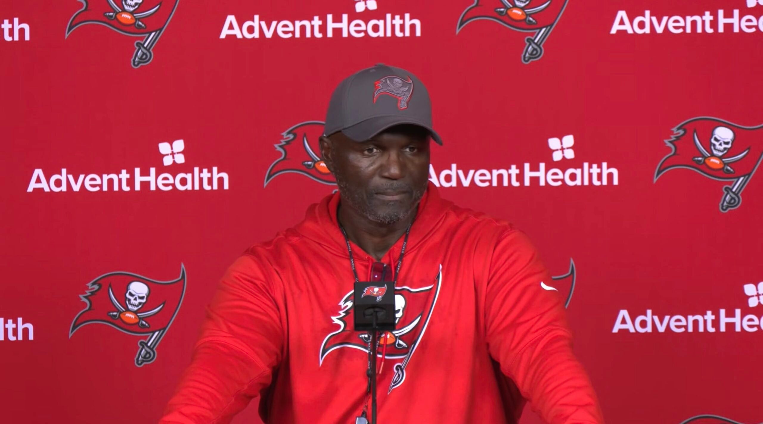 Todd Bowles speaks with reporters after Wednesday's practice.