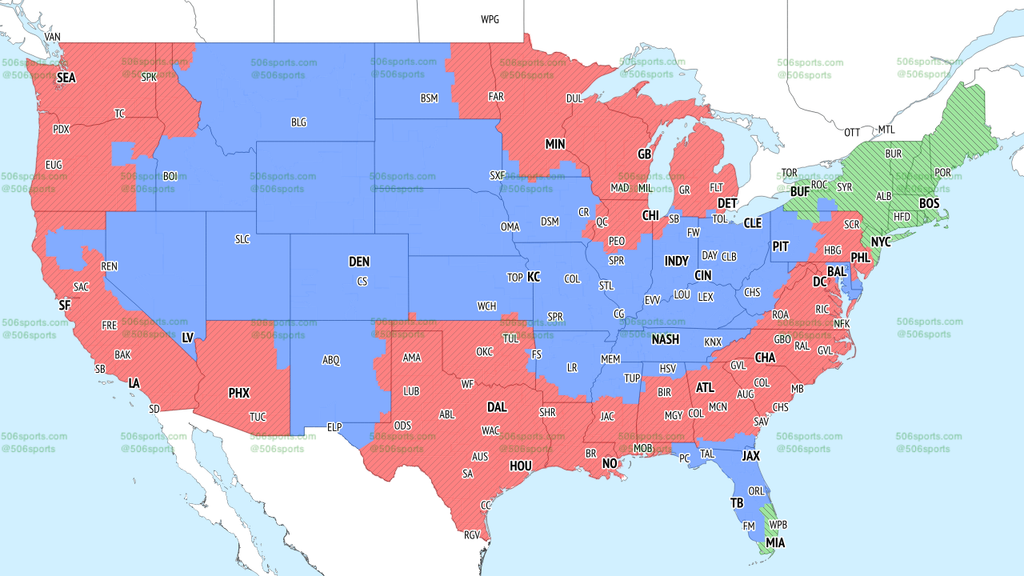 NFL Week 6 CBS Broadcast Map, via 506sports