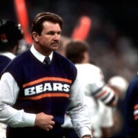 Jan 26, 1986; New Orleans, LA, USA; FILE PHOTO; Chicago Bears head coach Mike Ditka on the sidelines against the New England Patriots during Super Bowl XX at the Superdome. The Bears defeated the Patriots 46-10.