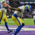 Dec 26, 2021; Minneapolis, Minnesota, USA; Los Angeles Rams wide receiver Odell Beckham Jr. (3) reacts after catching a 7 yard touchdown pass against the Minnesota Vikings during the fourth quarter at U.S. Bank Stadium.