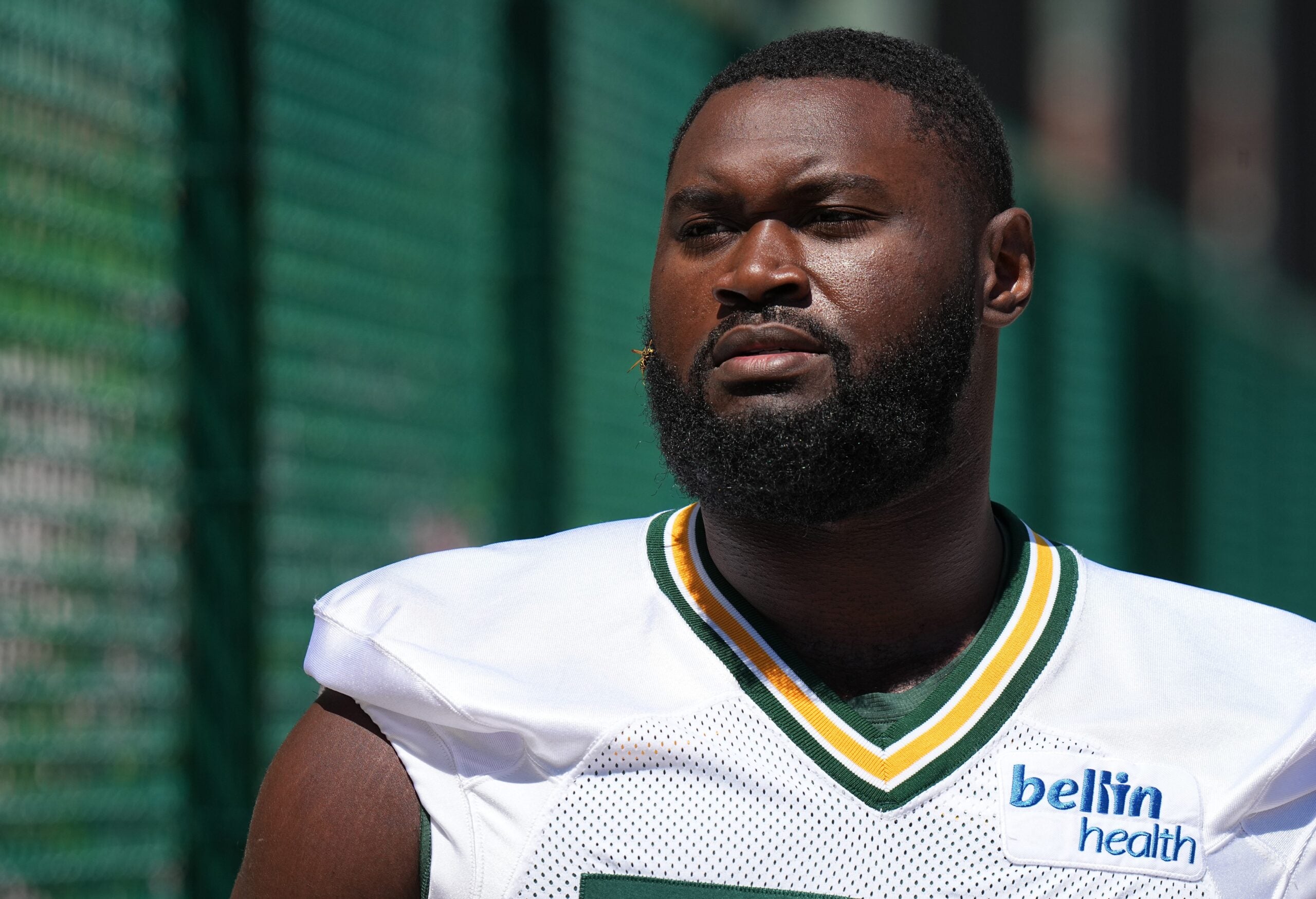 Green Bay Packers offensive tackle Travis Glover (79) is shown before organized team activities Wednesday, May 29, 2024 in Green Bay, Wisconsin.