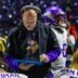 Jan 5, 2025; Detroit, Michigan, USA; Minnesota Vikings Assistant Head Coach / Outside Linebackers Mike Pettine talks to players on the bench during the first half of the game against the Detroit Lions at Ford Field.