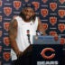 May 9, 2025; Lake Forest, IL, USA; Chicago Bears defensive line Shemar Turner speaks during the Rookie Minicamp at Halas Hall.