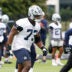 Jun 10, 2025; Arlington, TX, USA; Dallas Cowboys guard Tyler Smith (73) goes through a drill during practice at the Ford Center at the Star Training Facility in Frisco, Texas.