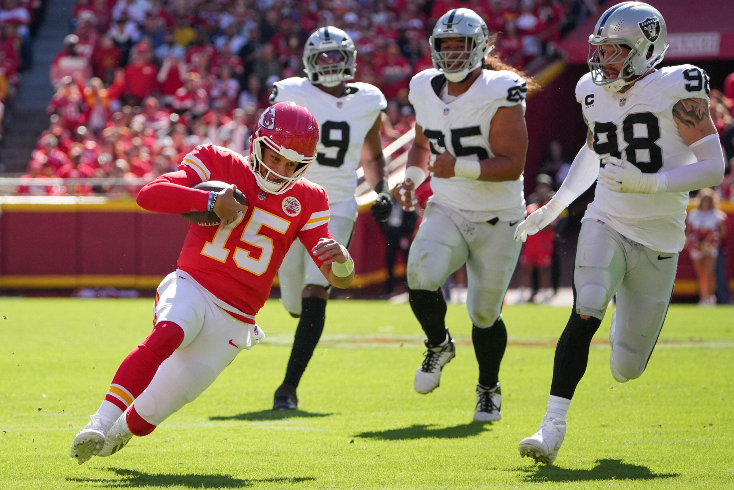 Kansas City Chiefs quarterback Patrick Mahomes Las Vegas Raiders