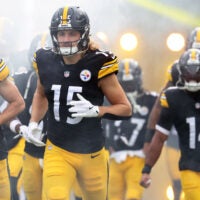 Nov 2, 2025; Pittsburgh, Pennsylvania, USA; Pittsburgh Steelers wide receiver Ben Skowronek (15) takes the field against the Indianapolis Colts at Acrisure Stadium.