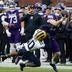 Nov 15, 2025; Chicago, Illinois, USA; Michigan Wolverines defensive back Zeke Berry (10) defends Northwestern Wildcats wide receiver Griffin Wilde (17) as he tries to make a catch during the first half at Wrigley Field.