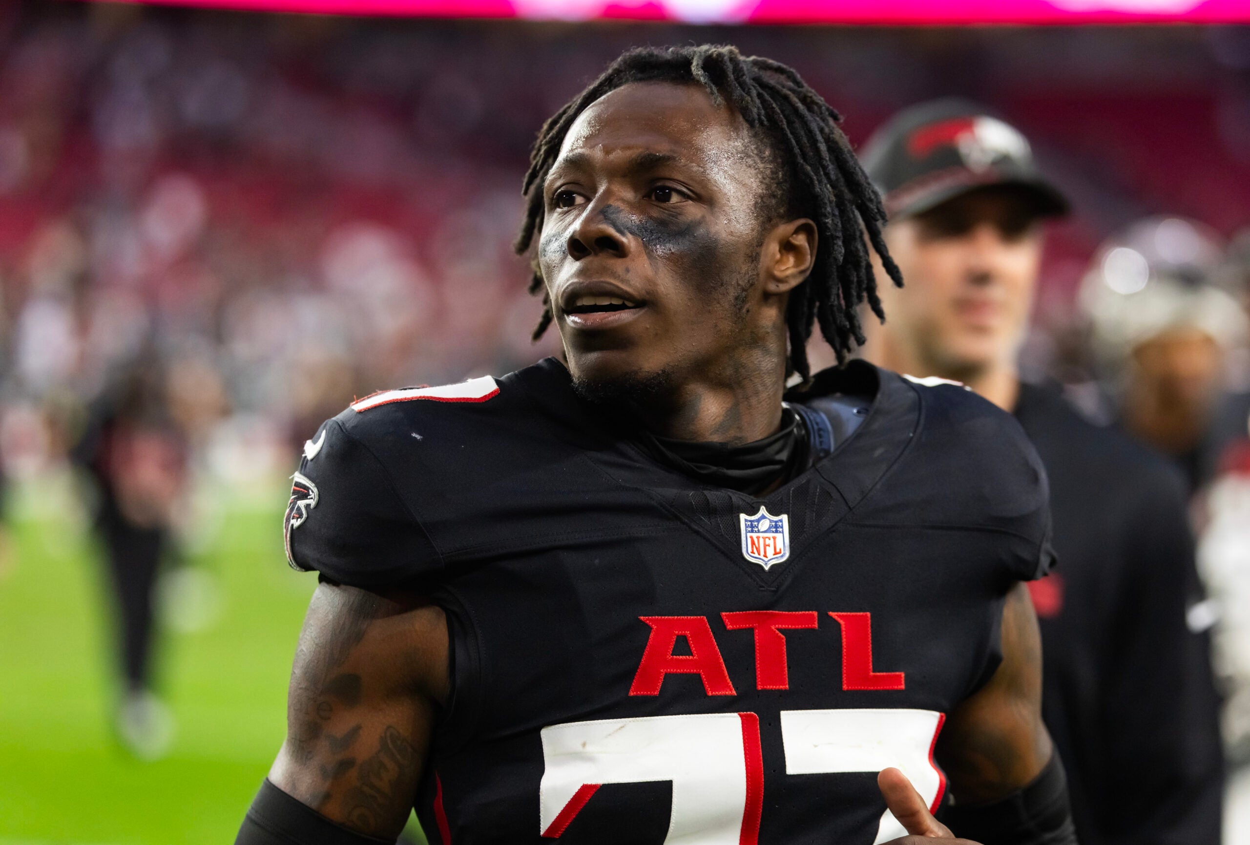 Dec 21, 2025; Glendale, Arizona, USA; Atlanta Falcons cornerback Cobee Bryant (37) against the Arizona Cardinals at State Farm Stadium.