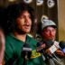 Green Bay Packers rookie offensive tackle John Williams is interviewed by the media during rookie minicamp on Friday, May 2, 2025, at Lambeau Field in Green Bay, Wisconsin. The Packers selected Williams with the second of their two seventh round picks in the 2025 NFL Draft.