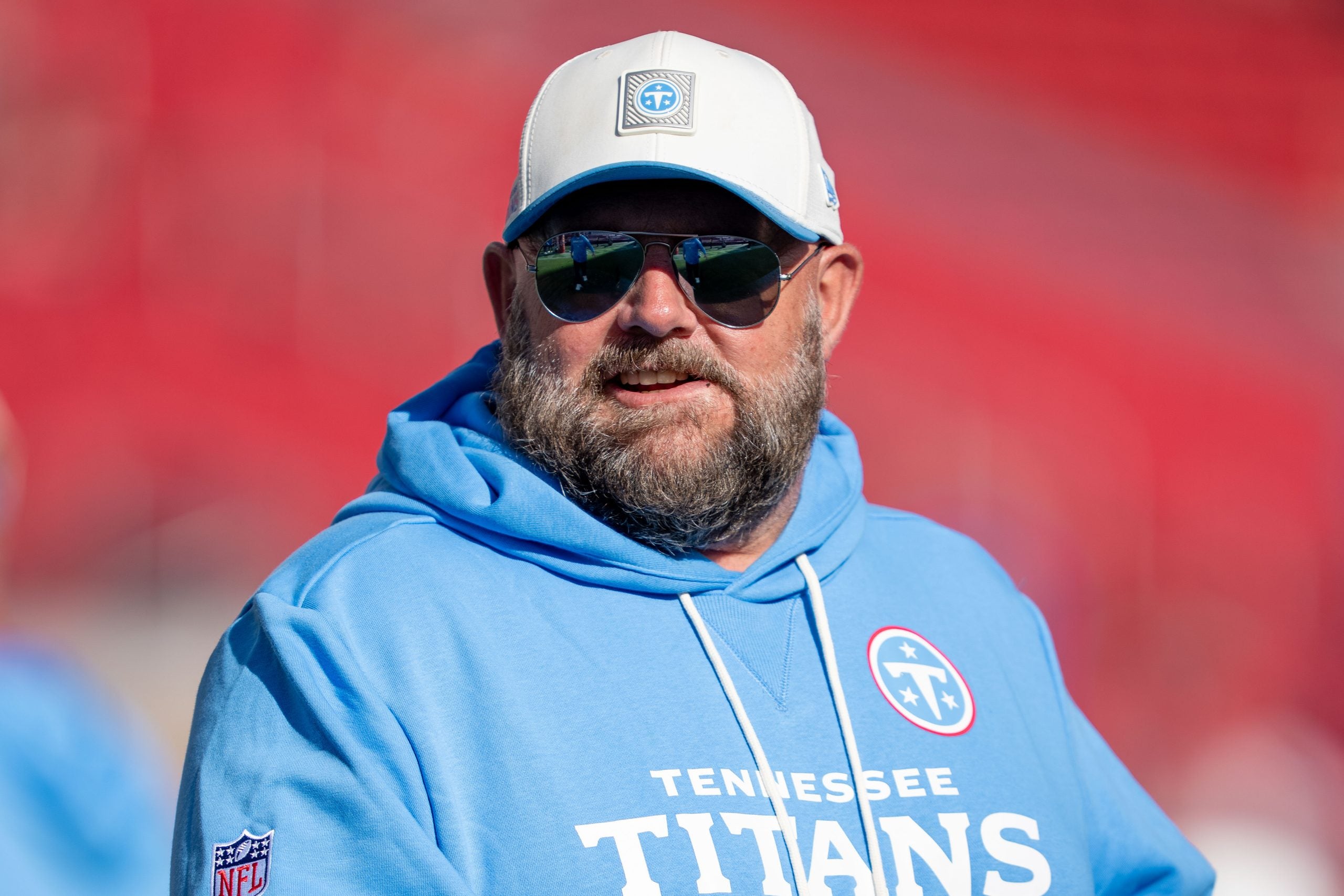 August 13, 2026; Santa Clara, California, USA; Tennessee Titans offensive coordinator Brian Daboll before the game against the San Francisco 49ers at Levi's Stadium.