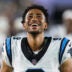 Aug 21, 2026; Jacksonville, Florida, USA; Carolina Panthers quarterback Bryce Young (9) looks on against the Jacksonville Jaguars in the second quarter during a preseason game at EverBank Stadium.
